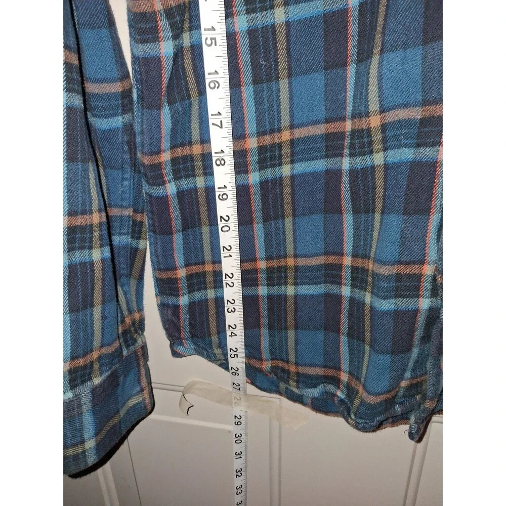 The North Face Men's Medium Blue Plaid Flannel Button Front Shirt Cotton Long...